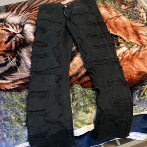 Black stacked never worn pants